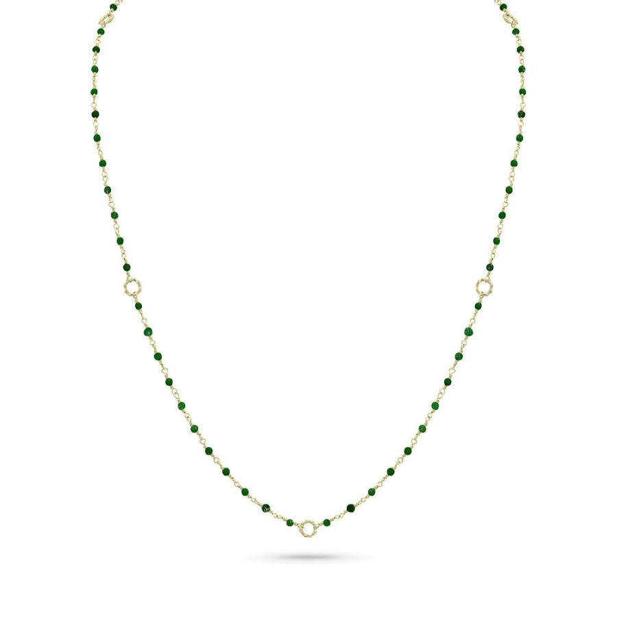 Jewelry dominique cohen Gemstone Chains & Strands & Pearls | Emerald Sloan Delicate Necklace, In 18K Yellow Gold, 22 Inch