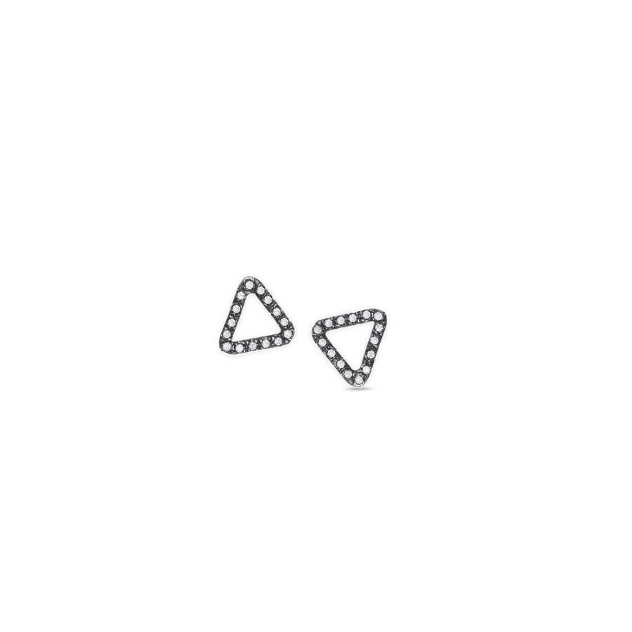 Jewelry dominique cohen | Diamond Triangle Stud Earring,In 18K Black Gold