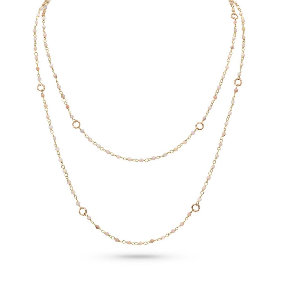 Jewelry dominique cohen Gemstone Chains & Strands & Pearls | Pink Opal Sloan Delicate Layering Necklace,In 18K Rose Gold,42 Inch