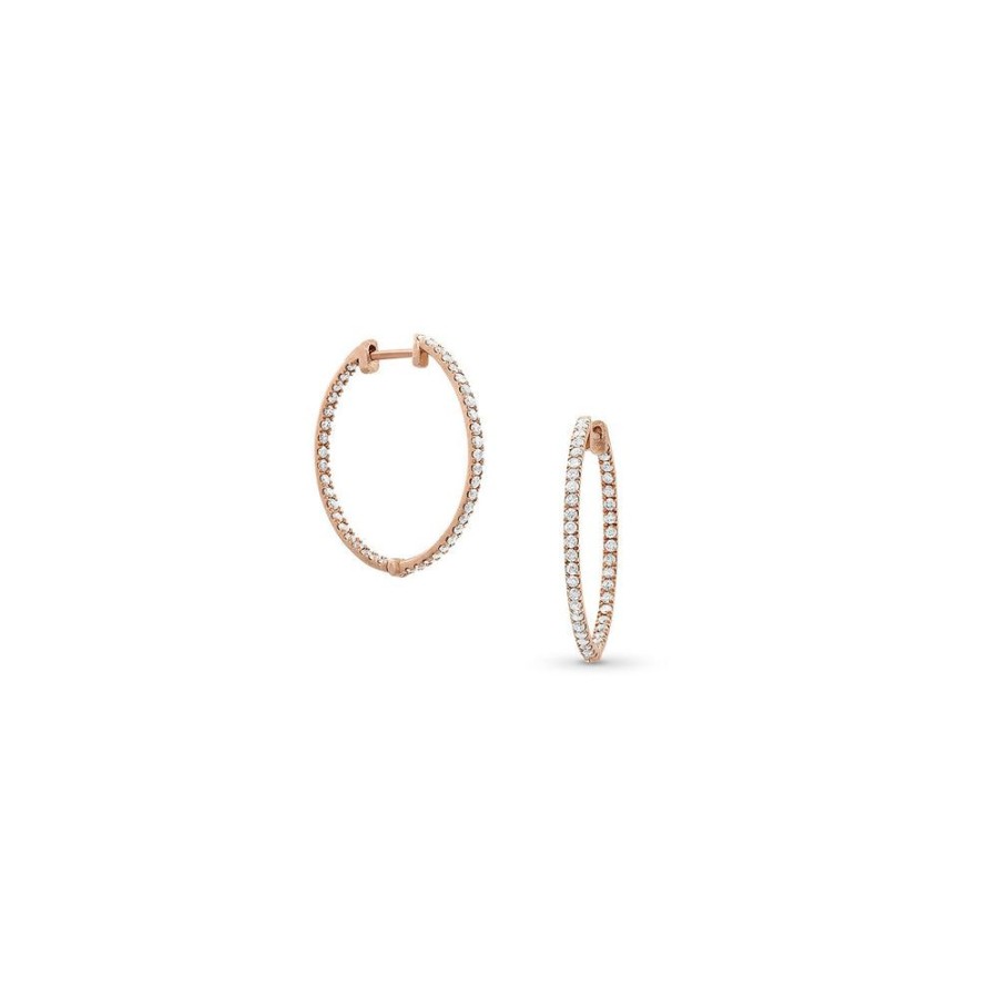 Jewelry dominique cohen | Diamond Hoop Earring (1 Inch),In 18K Rose Gold