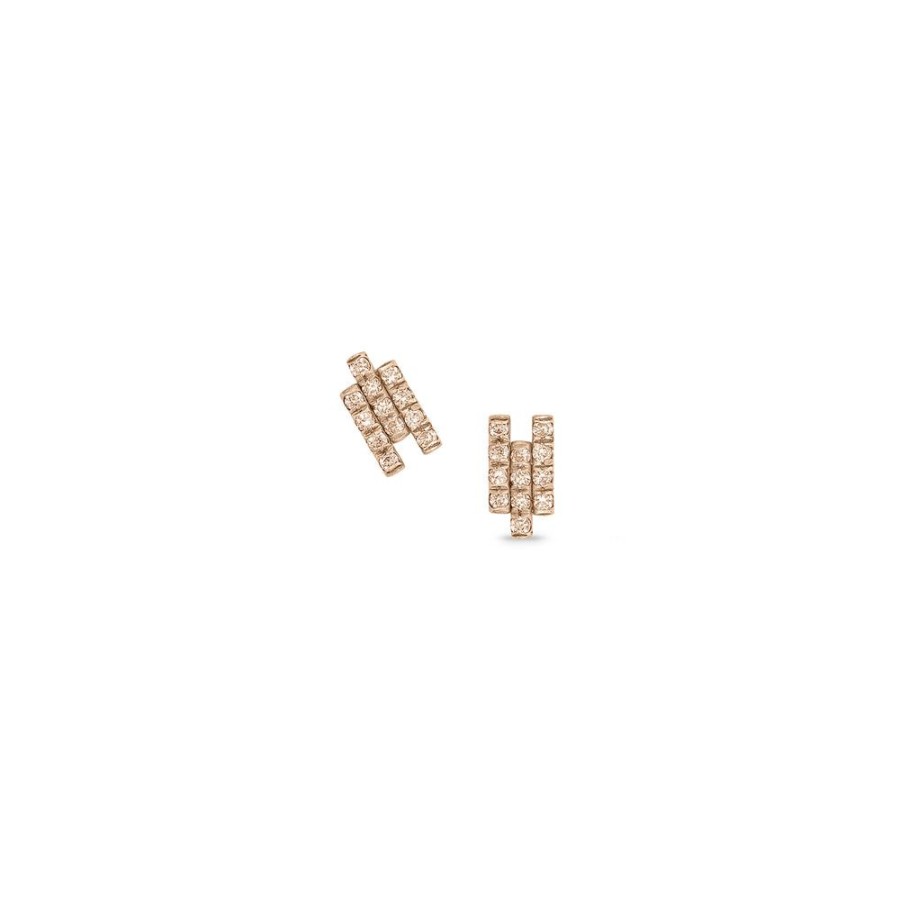 Jewelry dominique cohen | Champagne Diamond Chevron Stud Earring, In 18K Rose Gold