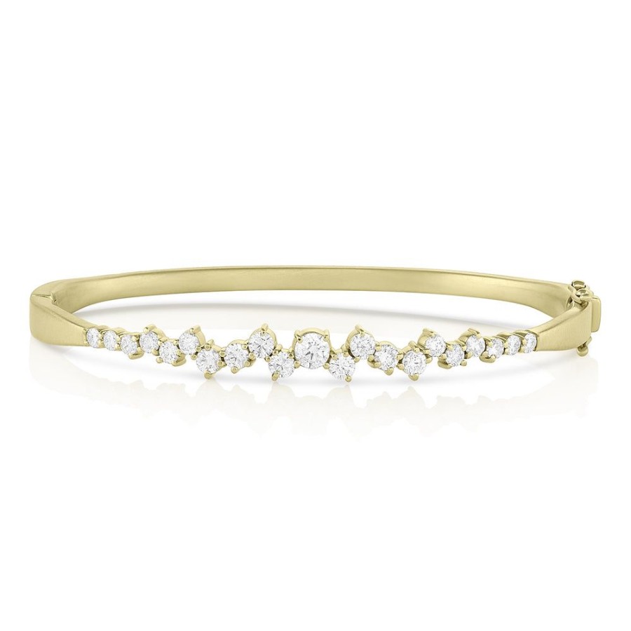 Jewelry dominique cohen | Diamond Constellation Hinged Huggie Bangle,In 18K Yellow Gold