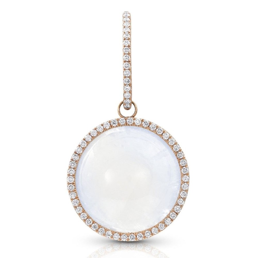 Jewelry dominique cohen | Moonstone Cabochon, Diamond Pendant (Large), In 18K Rose Gold