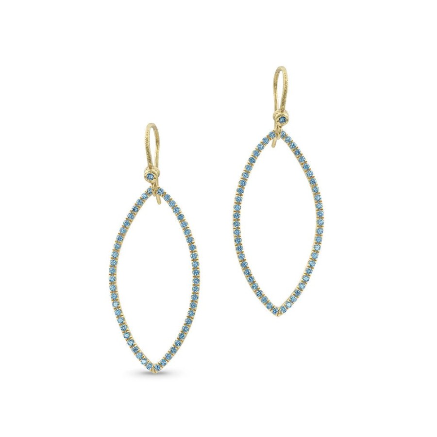 Jewelry dominique cohen | Blue Diamond Marquise Earring,In 18K Yellow Gold