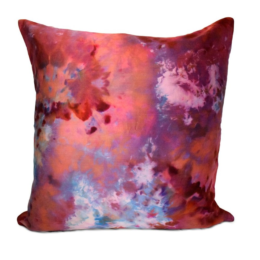 Art & Decor dominique cohen | Double-Dyed Silk, Linen Pillow,20 By 20 Inch,In Pomegranate, Blue Grey