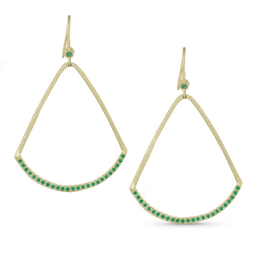 Jewelry dominique cohen | Emerald Teardrop Boho Earring, In 18K Yellow Gold