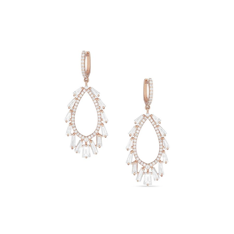 Jewelry dominique cohen | Diamond Feathers Teardrop Duster Earring,In 18K Rose Gold