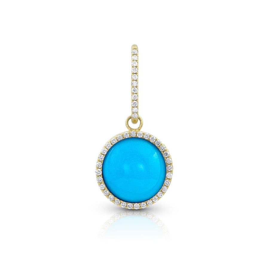 Jewelry dominique cohen | Turquoise Cabochon, Diamond Pendant (Small), In 18K Yellow Gold