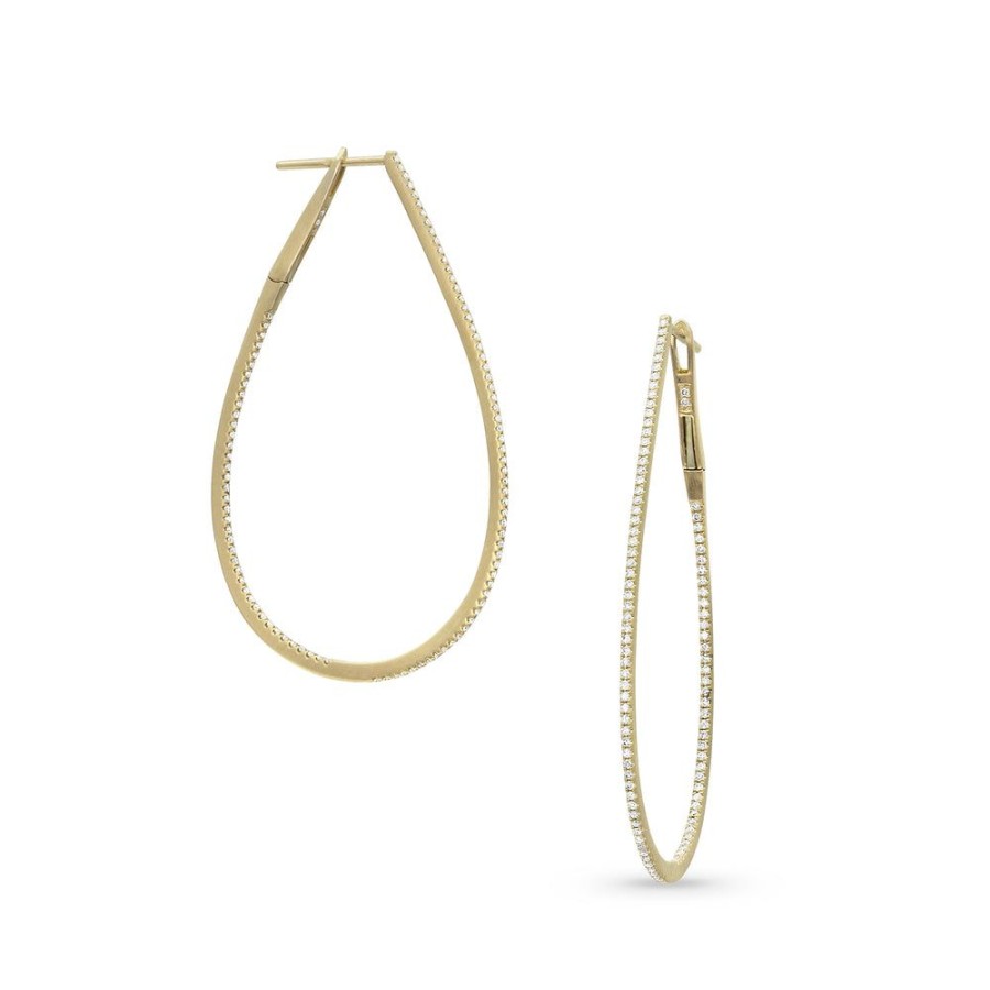 Jewelry dominique cohen | Carrie Diamond Oval Hoop Earring (2 Inch), In 18K Yellow Gold