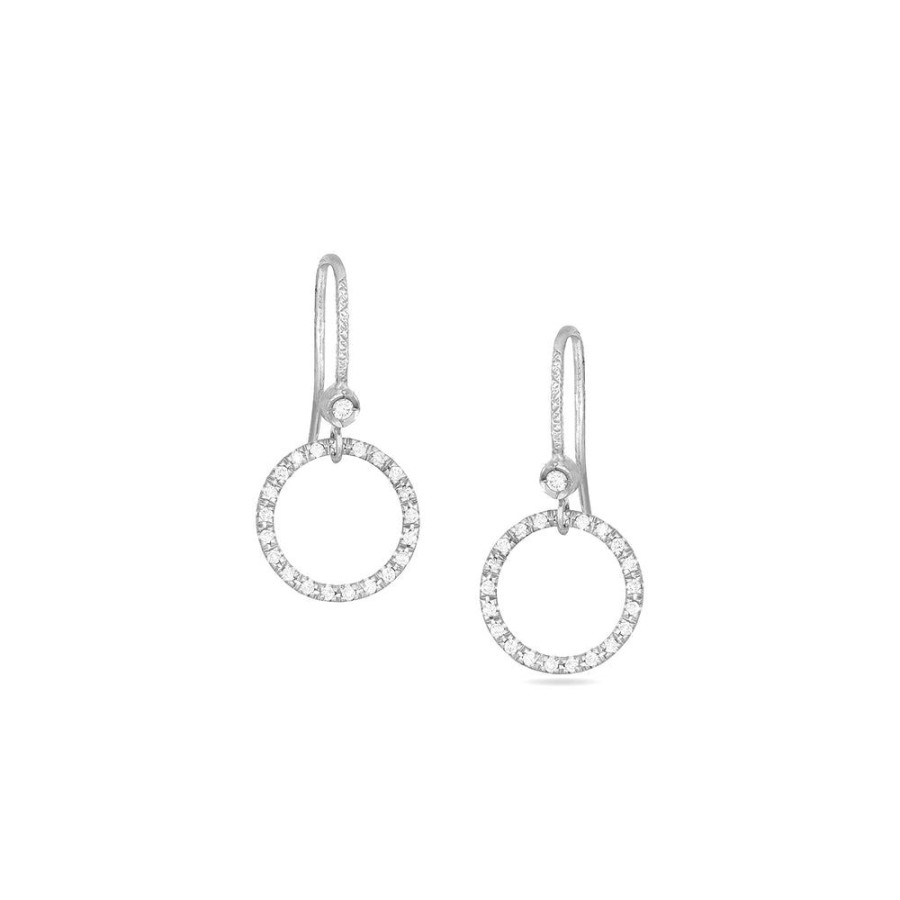 Jewelry dominique cohen | Classic Diamond Halo Drop Earring, In 18K White Gold