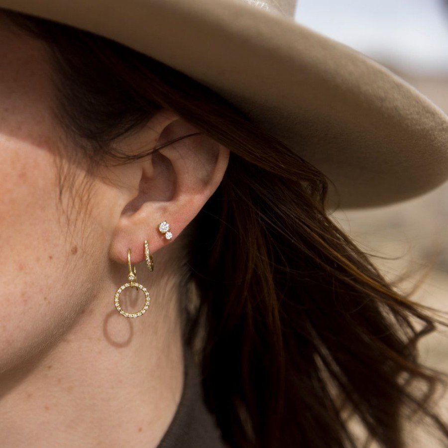 Jewelry dominique cohen | Classic Diamond Halo Drop Earring, In 18K White Gold