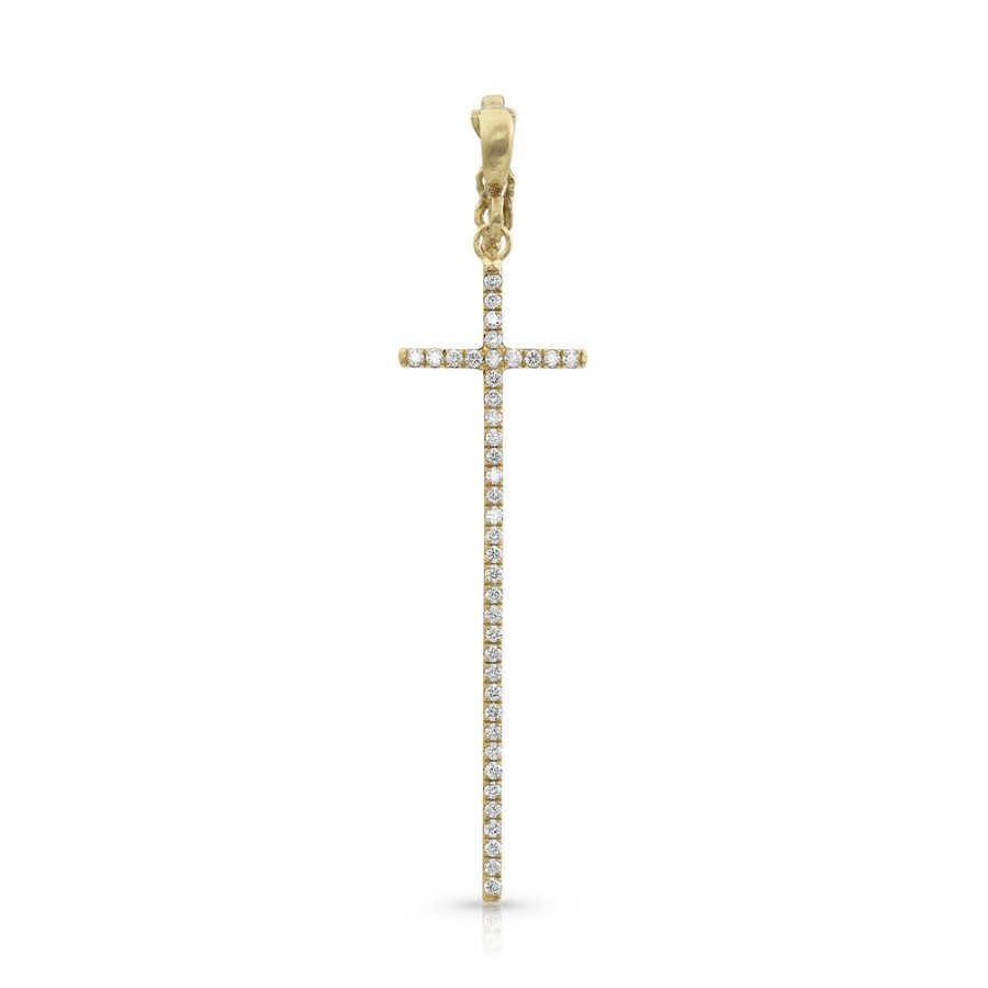 Jewelry dominique cohen | Diamond Cross Enhancer (Tall),In 18K Yellow Gold