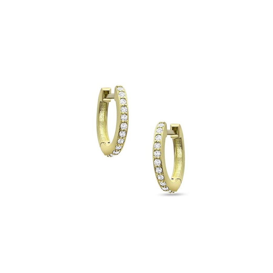 Jewelry dominique cohen | Diamond Hinged Huggie Hoop Earring, In 18K Yellow Gold