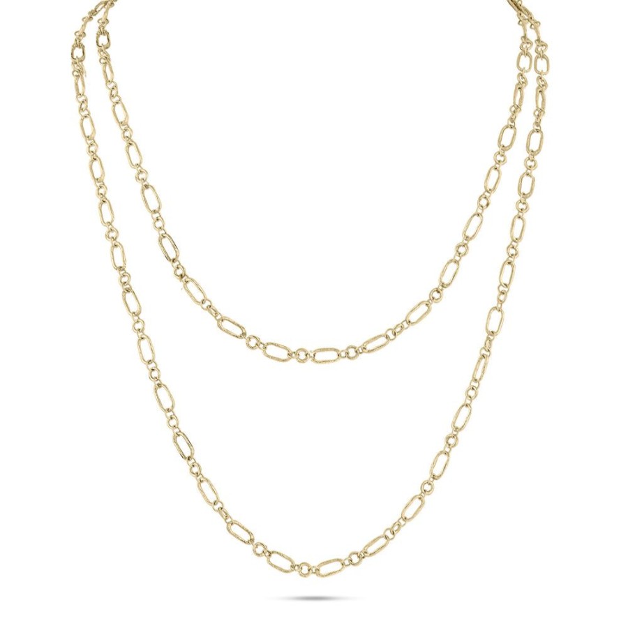 Jewelry dominique cohen Core Chains | Petite Paperclip Layering Chain,In 18K Yellow Gold,42 Inch Length