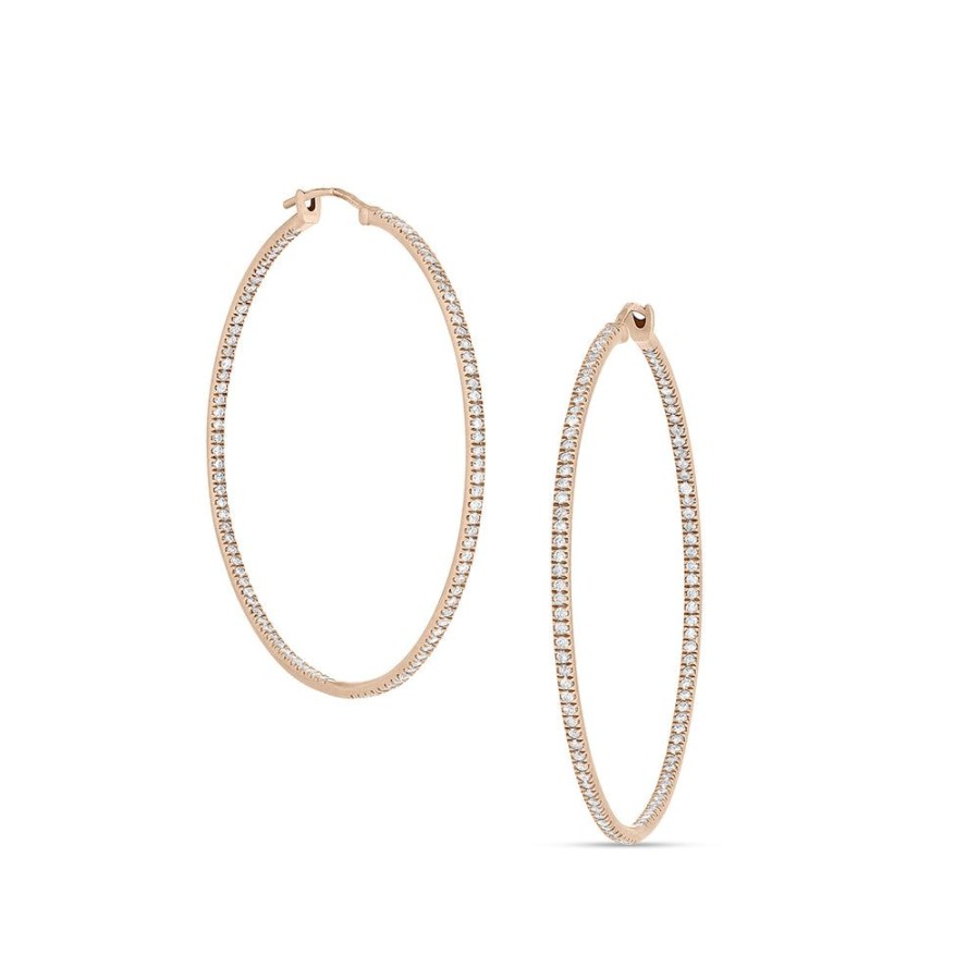 Jewelry dominique cohen | Diamond Hoop Earring (2 Inch),In 18K Rose Gold