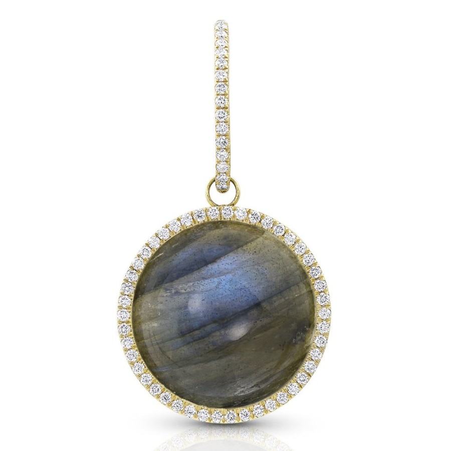 Jewelry dominique cohen | Labradorite Cabochon, Diamond Pendant (Large),In 18K Yellow Gold