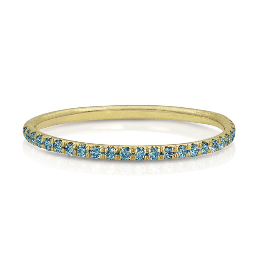 Jewelry dominique cohen | Blue Diamond Delicate Eternity Ring,In 18K Yellow Gold