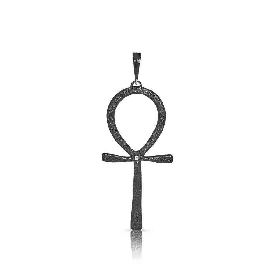 Jewelry dominique cohen | Boho Ankh Key Of Life Pendant (Large), In 18K Black Gold