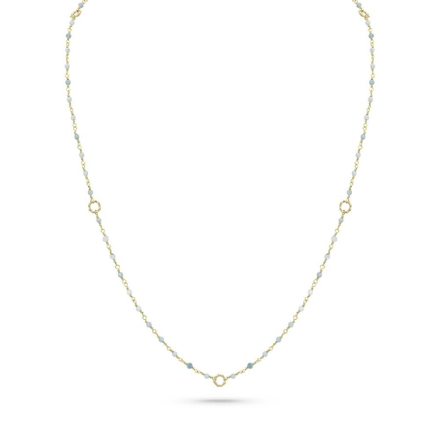 Jewelry dominique cohen Gemstone Chains & Strands & Pearls | Aquamarine Sloan Delicate Layering Necklace,In 18K Yellow Gold,22 Inch