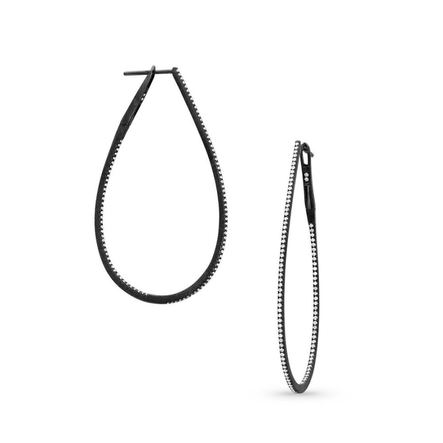 Jewelry dominique cohen | Carrie Diamond Oval Hoop Earring (2 Inch),In 18K Black Gold