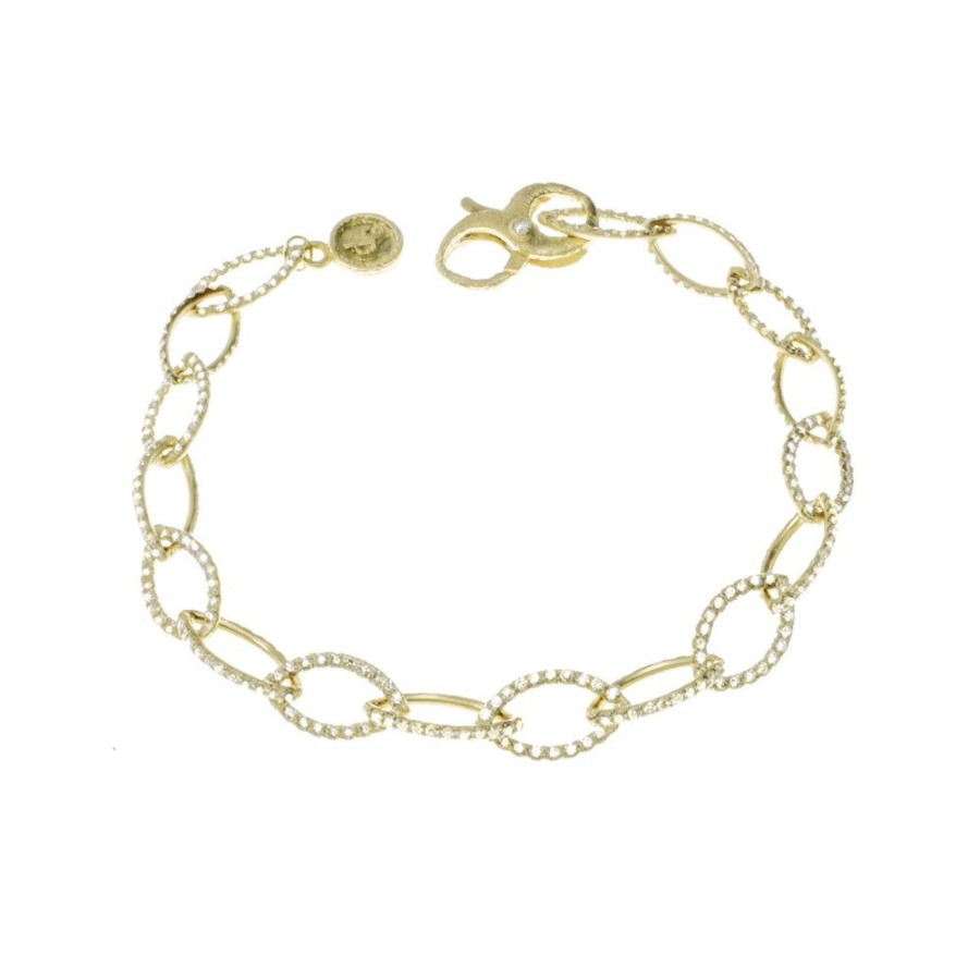 Jewelry dominique cohen | Diamond Link Bling Bracelet,In 18K Yellow Gold,7.5 Inch