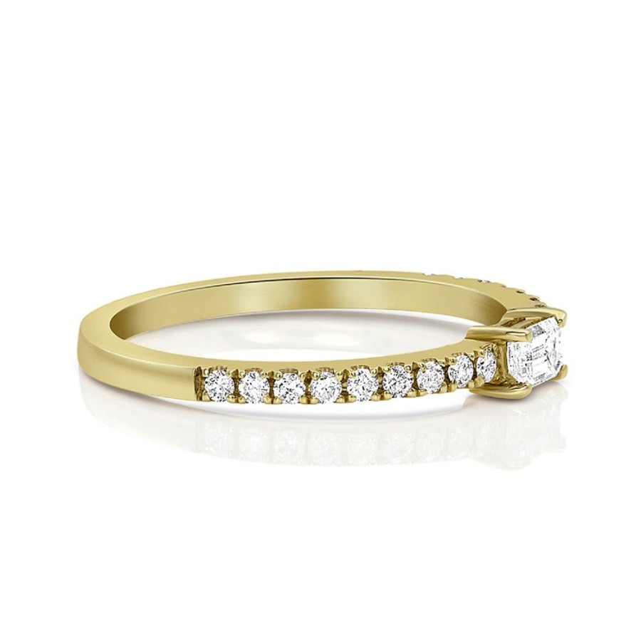 Jewelry dominique cohen | Diamond Pave, Single Baguette Stack Ring,In 18K Yellow Gold