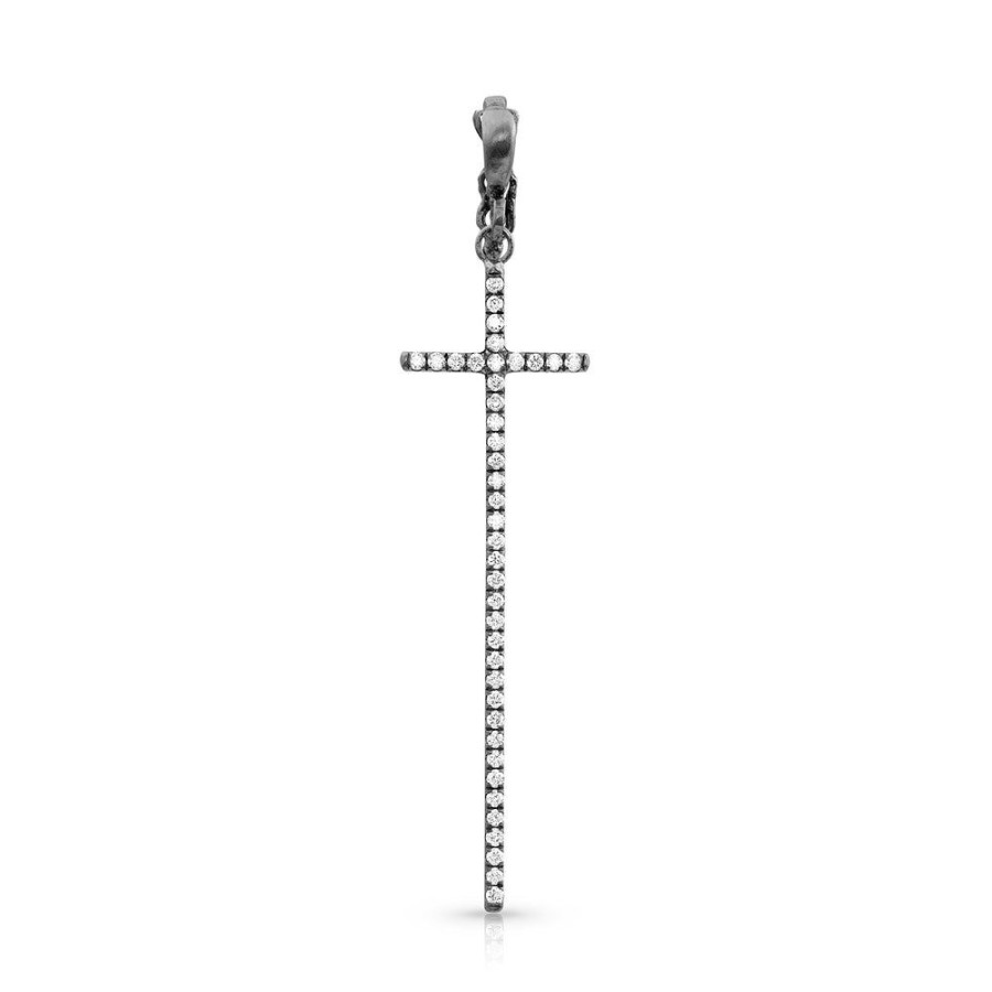 Jewelry dominique cohen | Diamond Cross Pendant (Tall),In 18K Black Gold