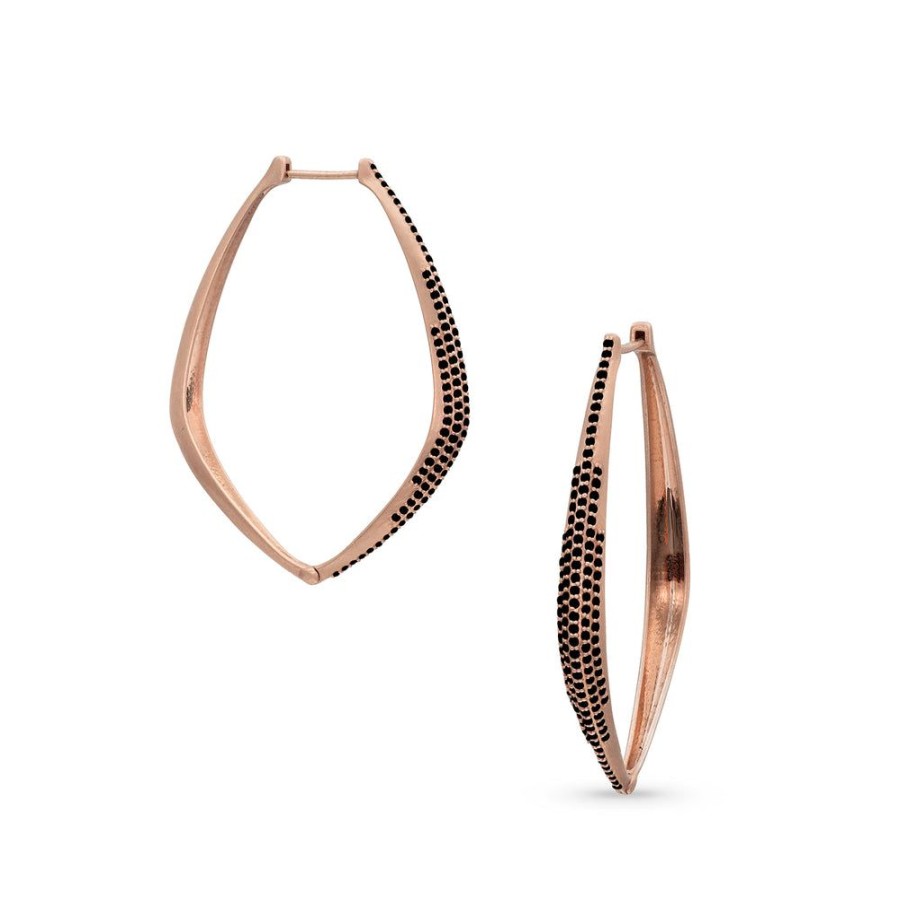 Jewelry dominique cohen | Black Diamond Pave Talon Hoop, In 18K Rose Gold