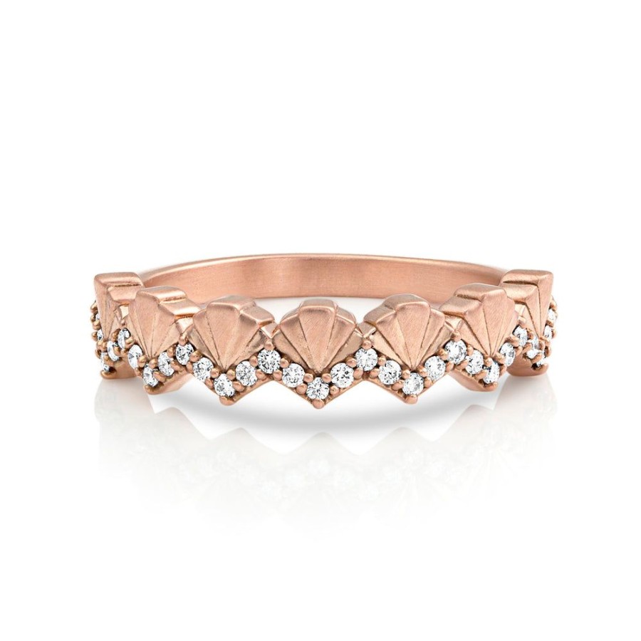 Jewelry dominique cohen | Diamond Deco Fan Ring,In 14K Rose Gold