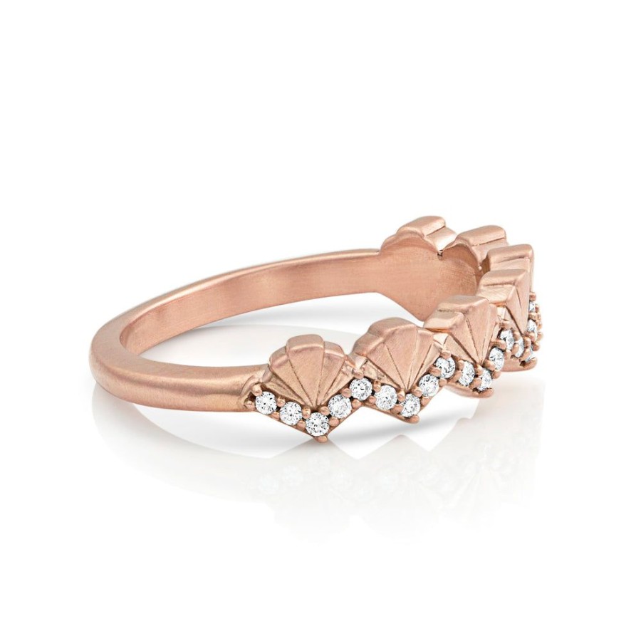 Jewelry dominique cohen | Diamond Deco Fan Ring,In 14K Rose Gold