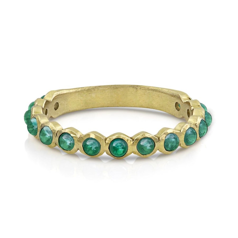 Jewelry dominique cohen | Emerald 2Mm Cabochon Stack Ring,In 18K Yellow Gold