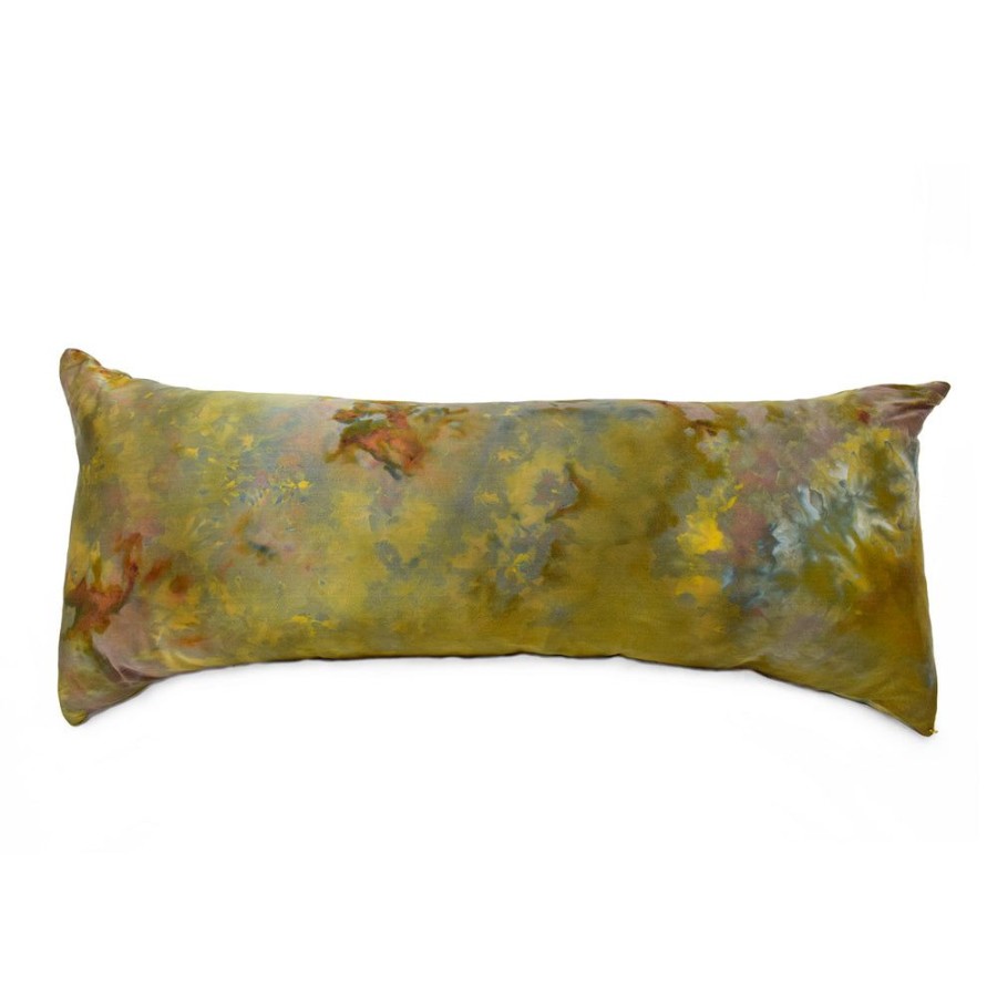 Art & Decor dominique cohen | Double-Dyed Silk Bolster Pillow,14 By 36 Inch,In Moss, Robin'S Egg