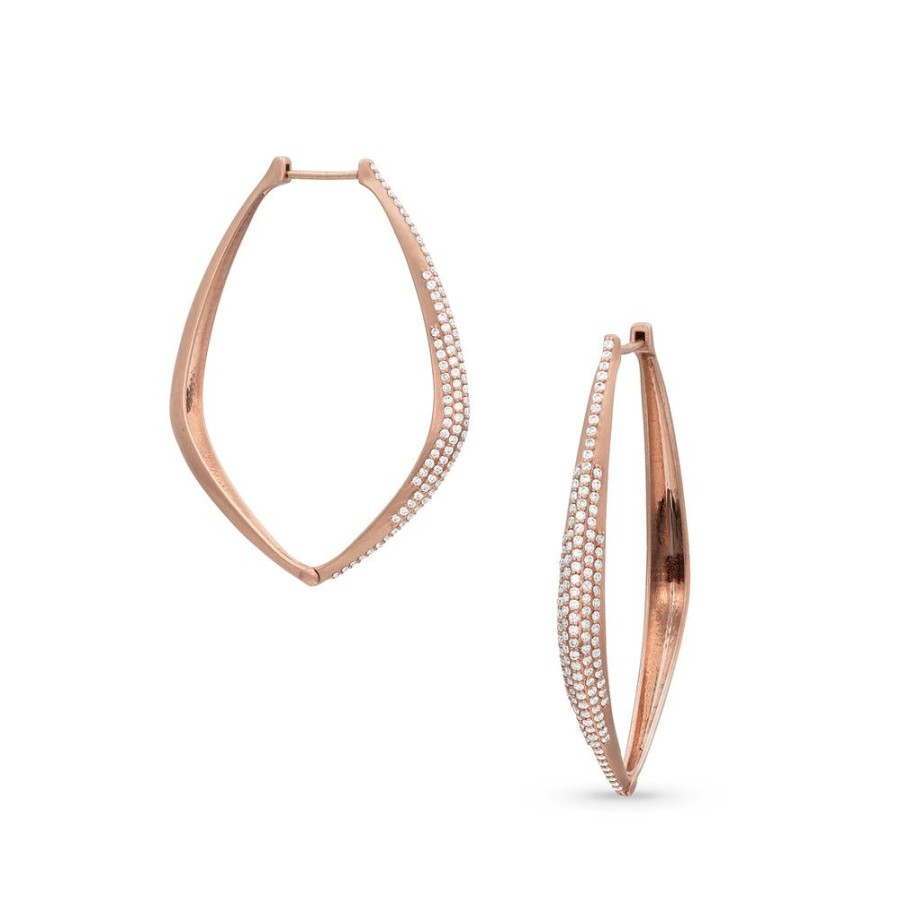 Jewelry dominique cohen | Diamond Pave Talon Hoop, In 18K Rose Gold