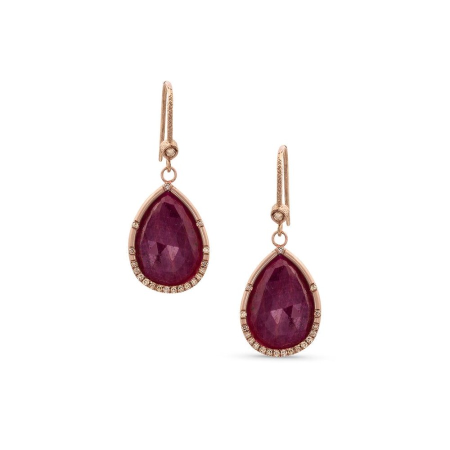 Jewelry dominique cohen | Ruby, Champagne Diamond Teardrop Earring, In 18K Rose Gold