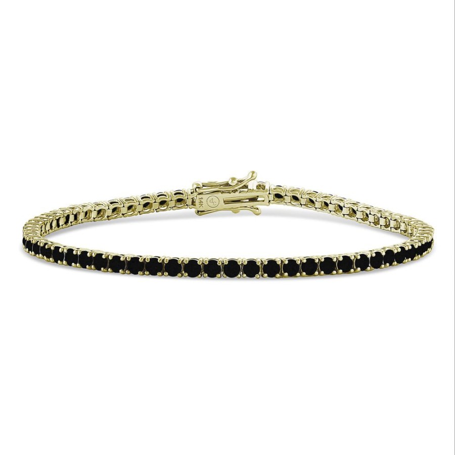 Jewelry dominique cohen | Black Diamond Inline Tennis Bracelet (4Ct),In 14K Yellow Gold