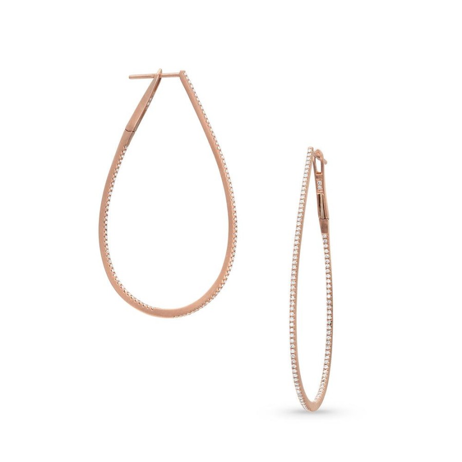 Jewelry dominique cohen | Carrie Diamond Oval Hoop Earring (2 Inch),In 18K Rose Gold