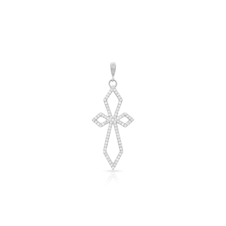 Jewelry dominique cohen | Diamond Deco Cross Enhancer (Delicate), In 18K White Gold