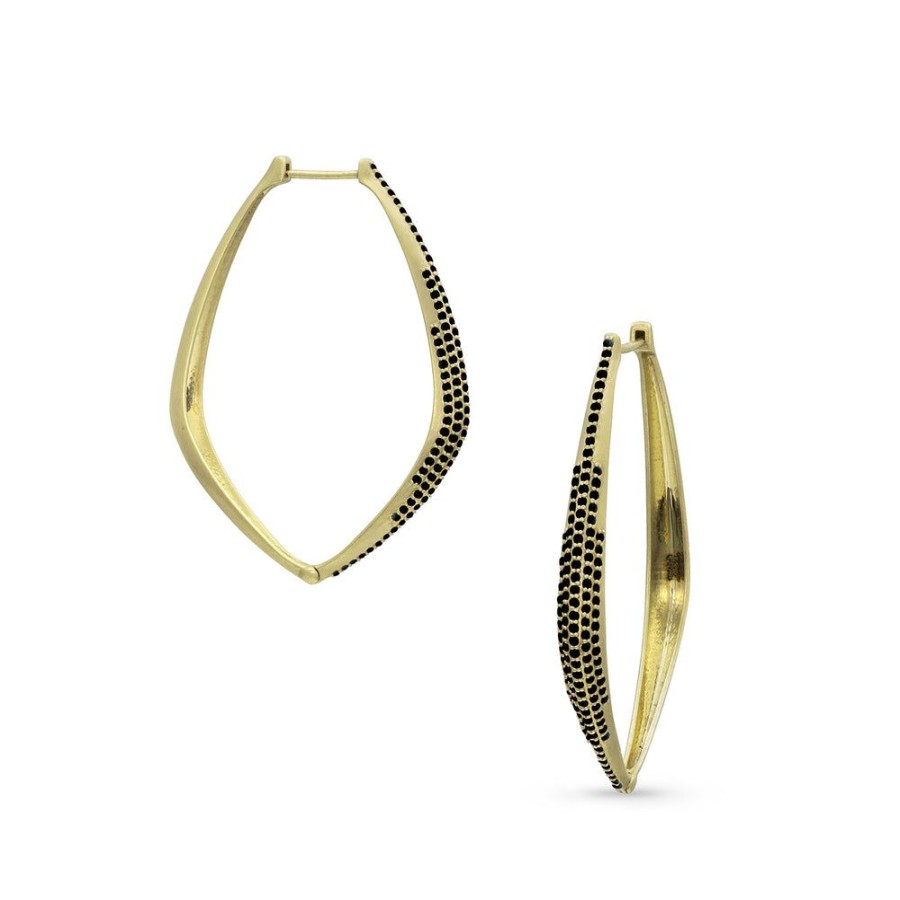 Jewelry dominique cohen | Black Diamond Pave Talon Hoop, In 18K Yellow Gold