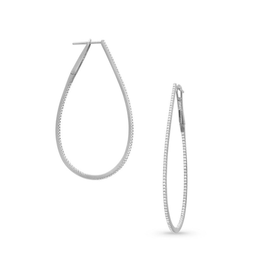 Jewelry dominique cohen | Carrie Diamond Oval Hoop Earring (2 Inch), In 18K White Gold