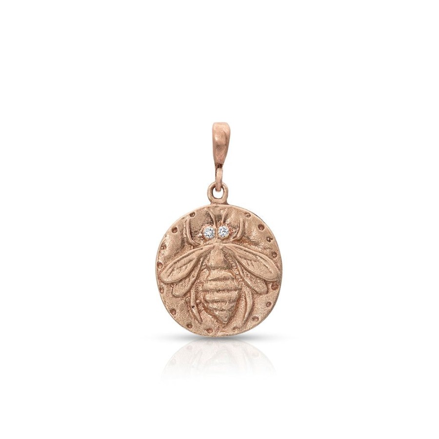 Jewelry dominique cohen | Bee Coin Pendant With Diamond Detail, In 18K Rose Gold