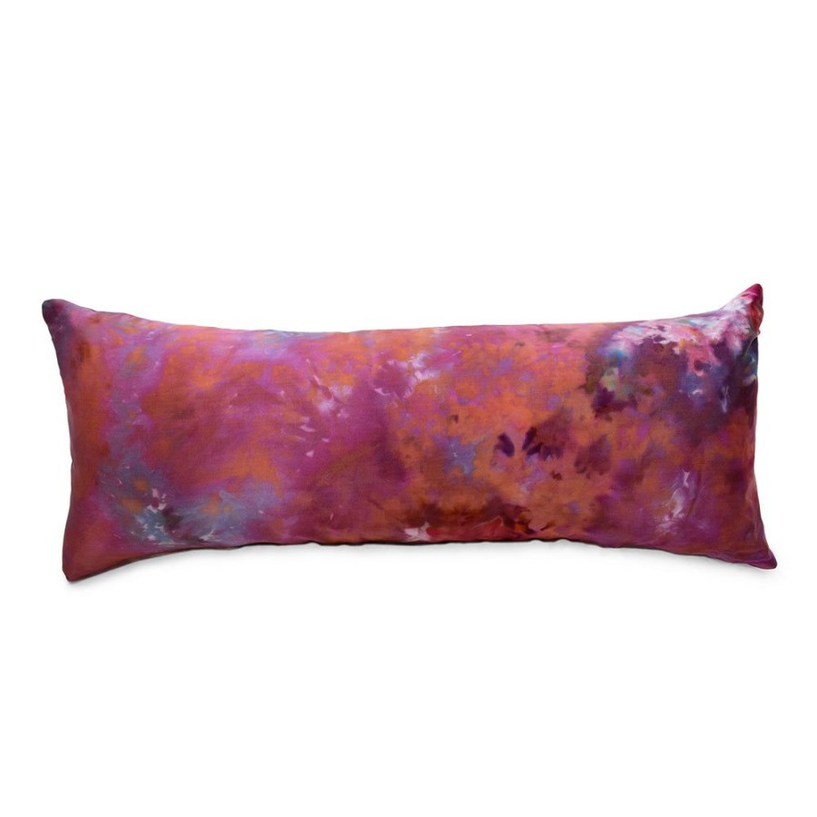 Art & Decor dominique cohen | Double-Dyed Silk Bolster Pillow,14 By 36 Inch,In Pomegranate, Blue Grey