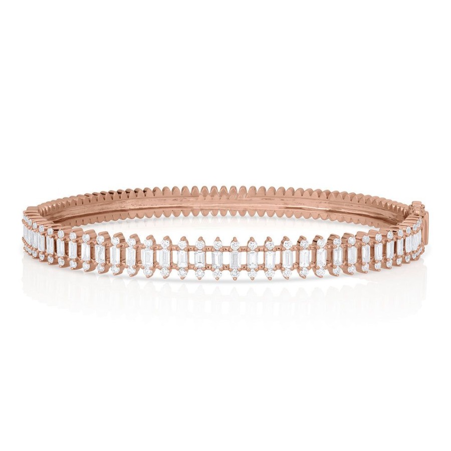 Jewelry dominique cohen | Baguette Diamond Icicle Bangle (1.85Ct), In 18K Rose Gold