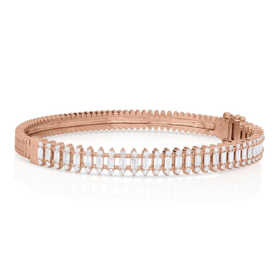 Jewelry dominique cohen | Baguette Diamond Icicle Bangle (1.85Ct), In 18K Rose Gold