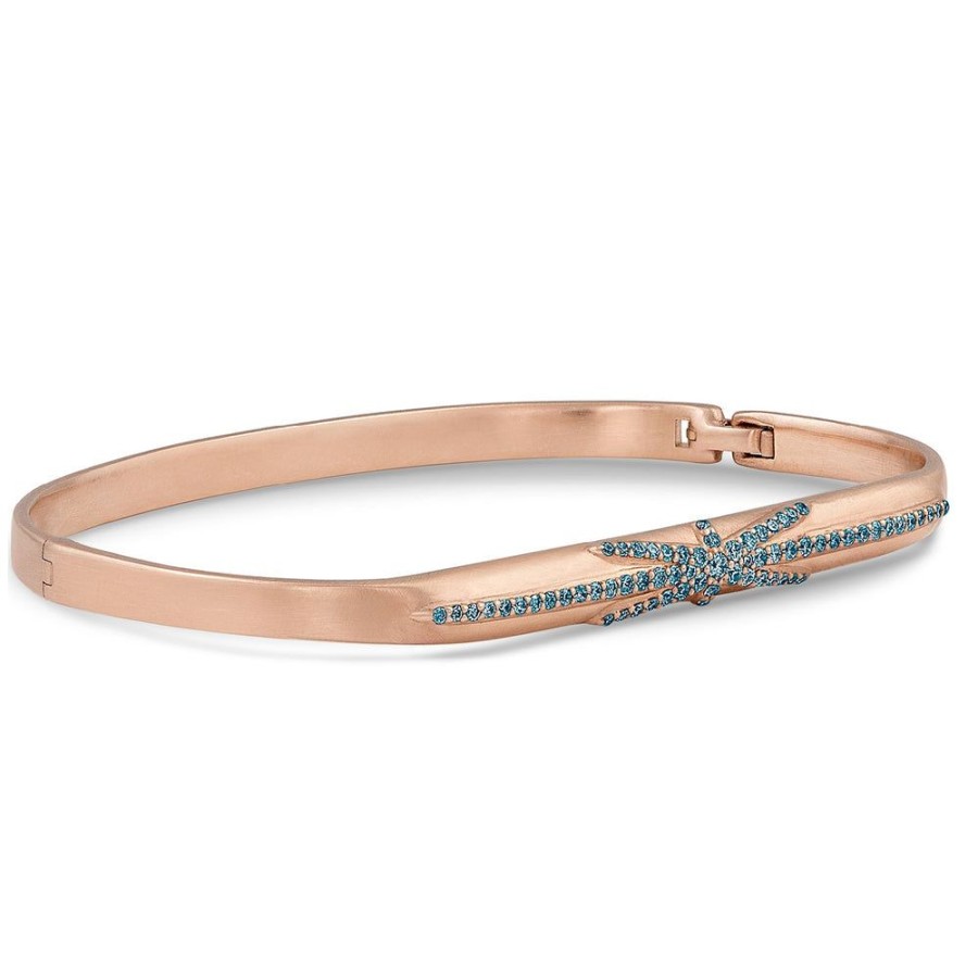 Jewelry dominique cohen | Northstar Blue Diamond Hinged Huggie Bangle, In 18K Rose Gold