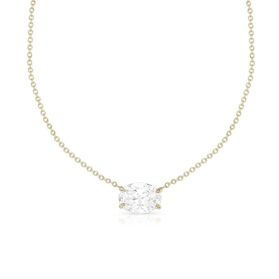 Jewelry dominique cohen Diamond-Kissed Chains & Chokers | Diamond East-West Oval Choker,In 18K Yellow Gold, 16 Inch Chain,Above-Ground Diamonds