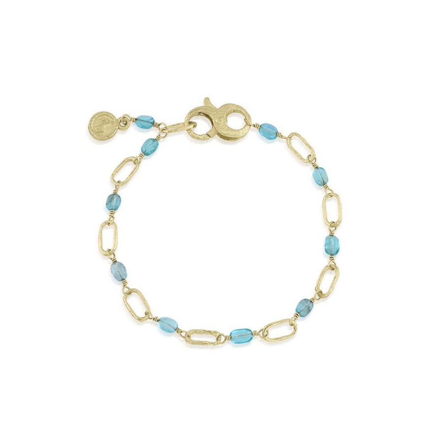 Jewelry dominique cohen | Apatite, Paperclip Chain Bracelet,In 18K Yellow Gold,7.5 Inch