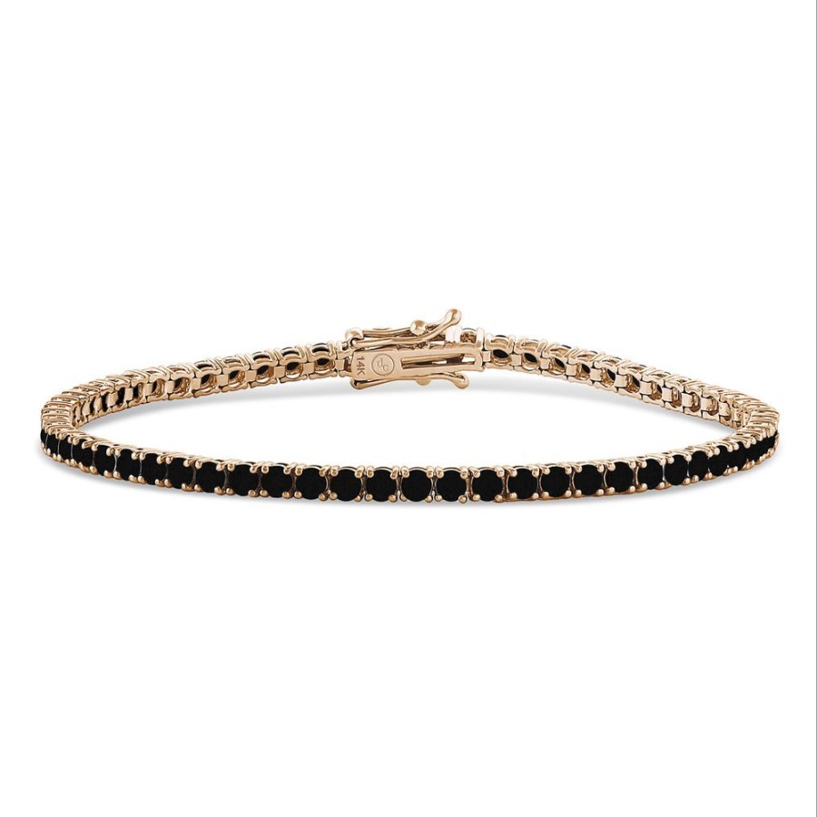 Jewelry dominique cohen | Black Diamond Inline Tennis Bracelet (4Ct),In 14K Rose Gold