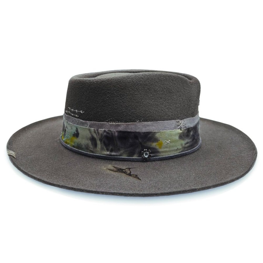 Hats dominique cohen | Mind Over Matter, A Felt Twist Fedora, In Dark Grey