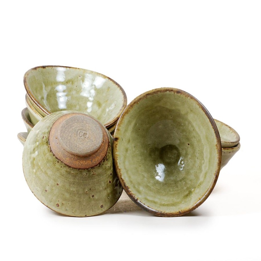 Art & Decor dominique cohen | Stoneware Oval Bowls (4),In Ash Over Crackle,5.5 Inch Diameter, 2.5 Inch Depth