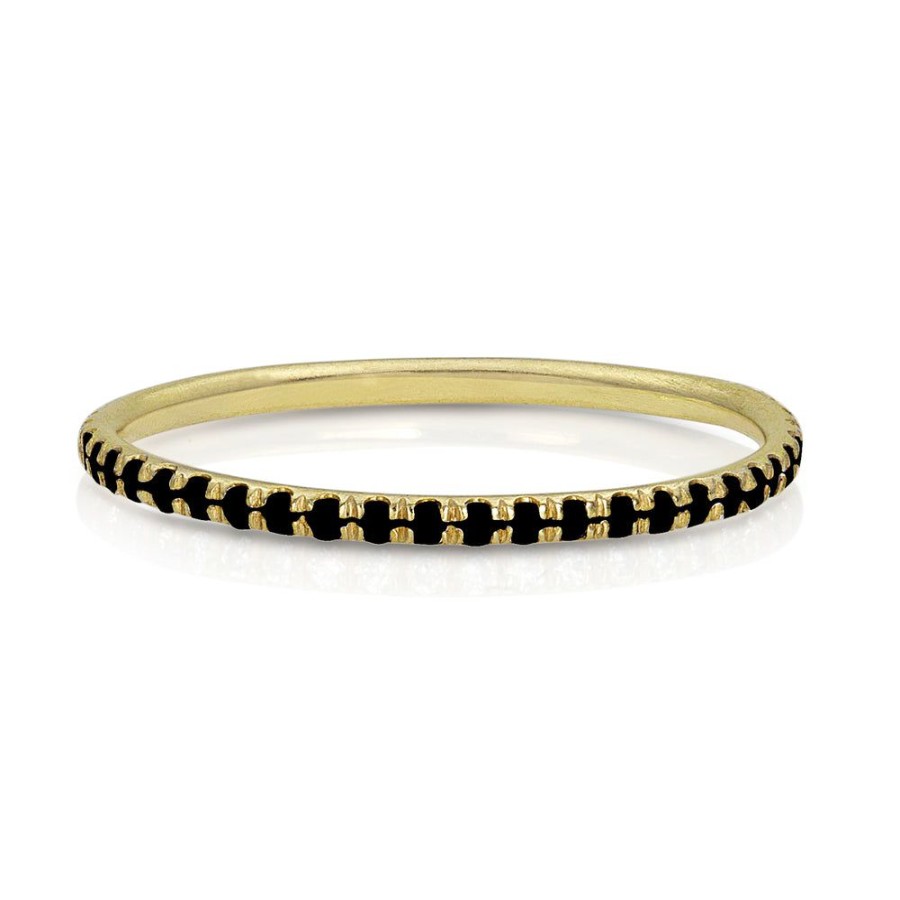 Jewelry dominique cohen | Black Diamond Delicate Eternity Ring, In 18K Yellow Gold